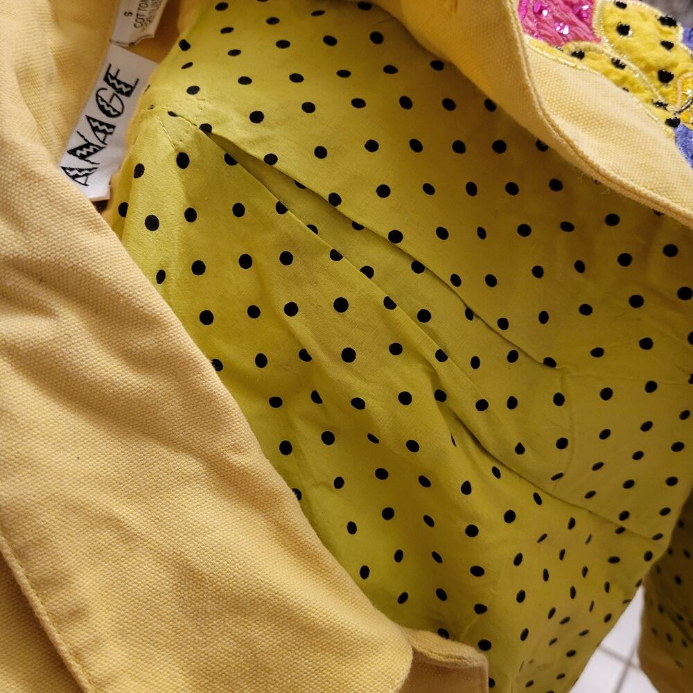 Vintage Embroidered Butterfly Cotton Jacket Anage Yellow Artistic M 36 19x17.5 - Picture 8 of 9